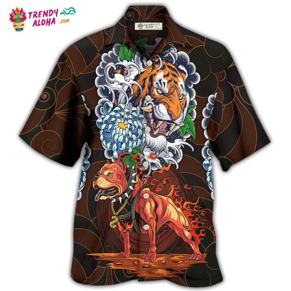 Pitbull Dog I Like Dogs And Tigers Hawaiian Shirt – Trendy Aloha