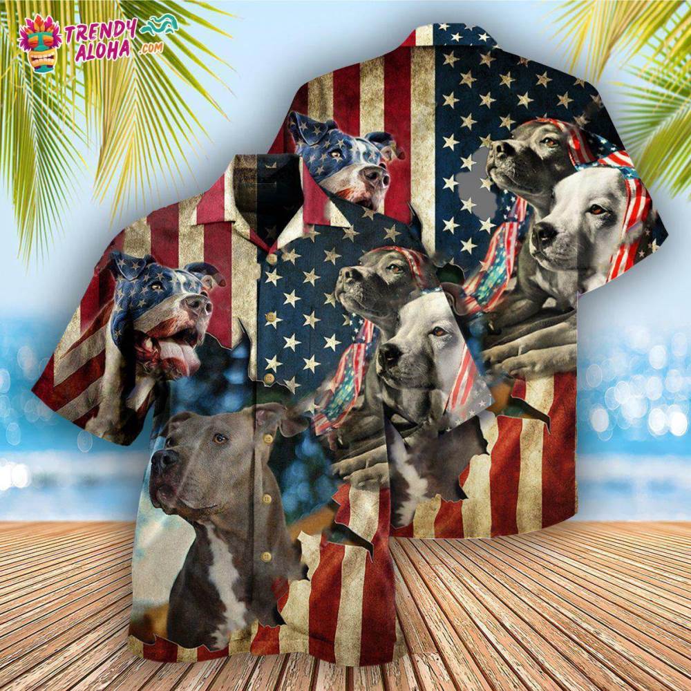 Pitbull Dogs Protected By American Hawaiian Shirt – Trendy Aloha