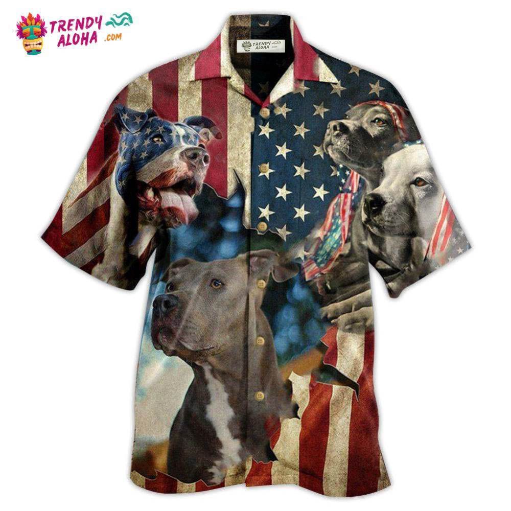 Pitbull Dogs Protected By American Hawaiian Shirt – Trendy Aloha Pitbull Dogs Protected By American Hawaiian Shirt – Trendy Aloha