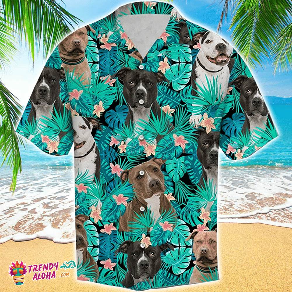 Pitbull Hawaiian Shirt Funny Tropical Flowers Pattern, Aloha Hawaiian Shirts
