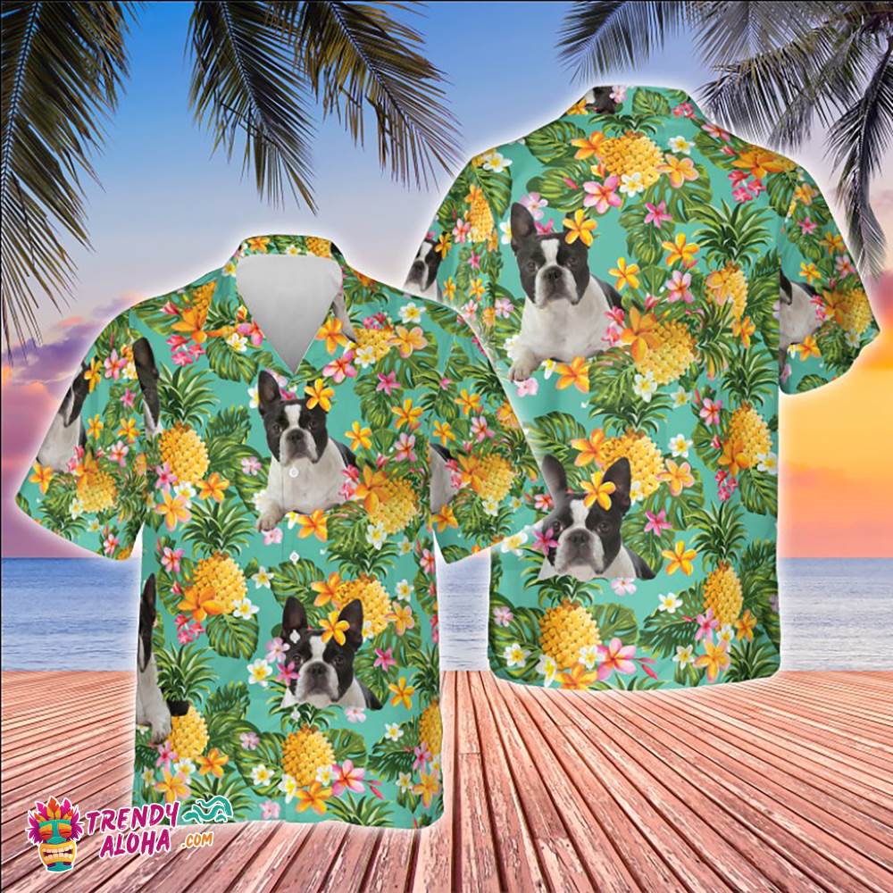 Pitbull Pineapple Green Leaf Tropical Hawaiian Aloha Beach Shirt