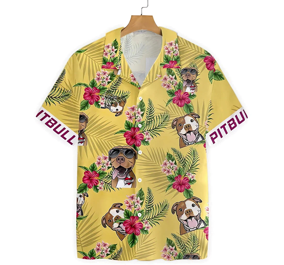 Pitbull Summer Clothes Trendy Hawaiian Shirt, Button Up Aloha Shirt For Men, Women