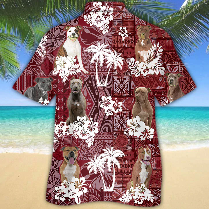 Pitbull Trendy Hawaiian Shirt, Gift For Dog Lover Shirts, Men’s Trendy Hawaiian Shirt, Summer Hawaiian Aloha Shirt