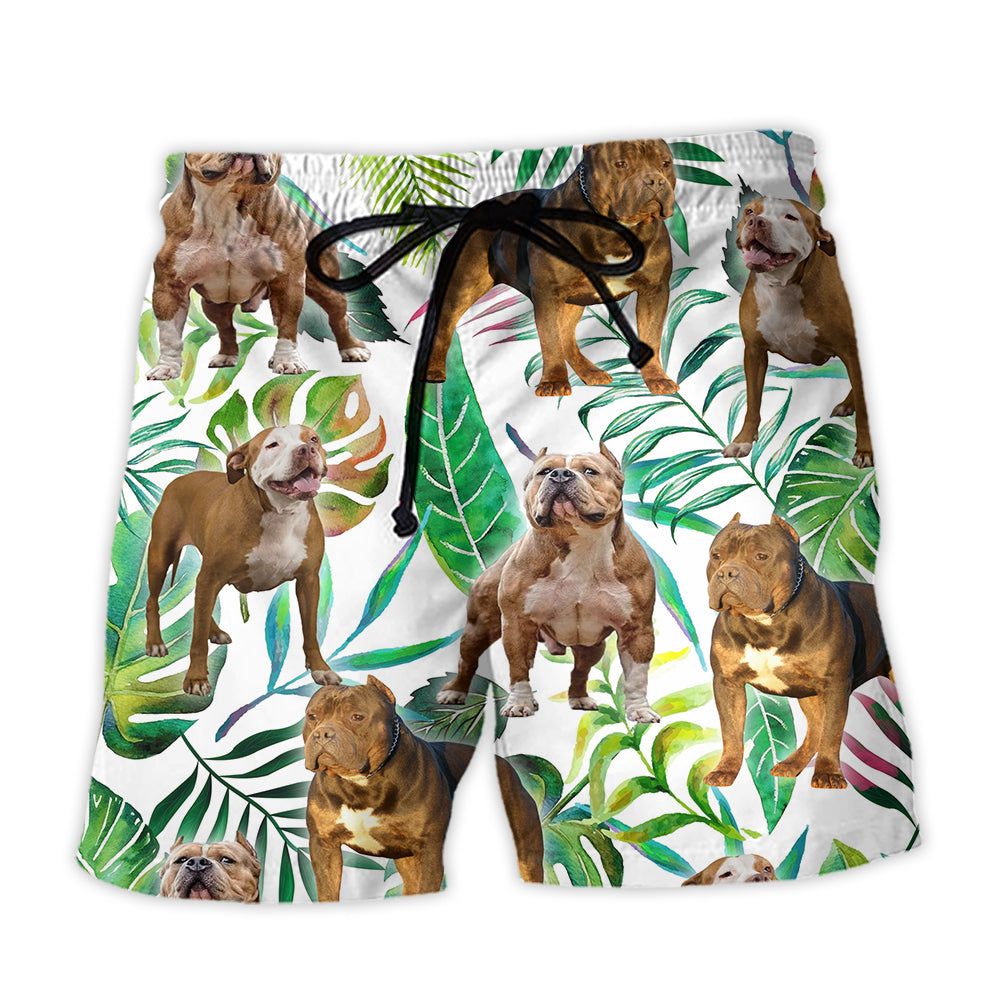 Pitbull Tropical Leaf Cool Dog Trendy Aloha Hawaiian Beach Shorts Pitbull Tropical Leaf Cool Dog Trendy Aloha Hawaiian Beach Shorts