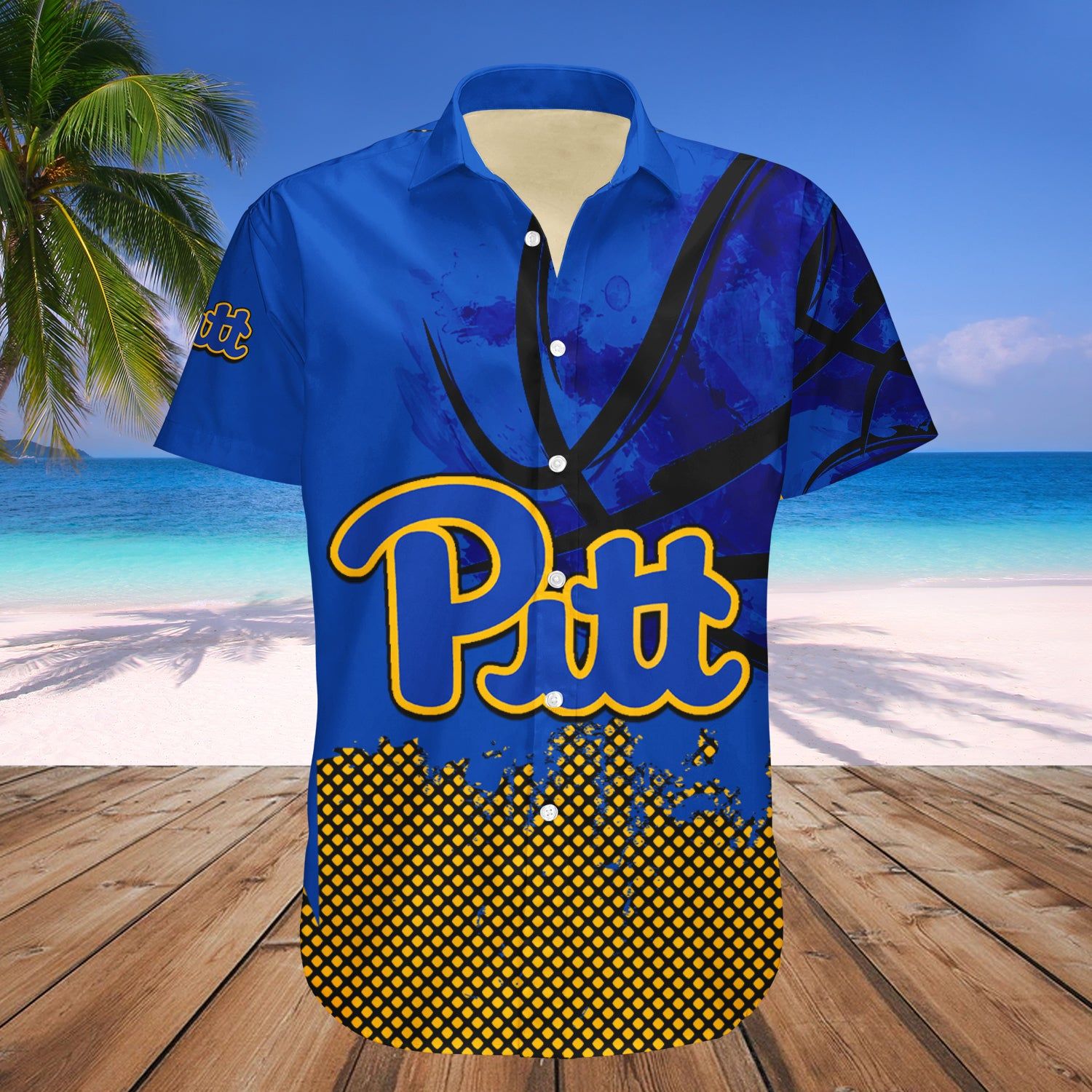 Pittsburgh Panthers Hawaii Shirt Basketball Net Grunge Pattern – NCAA