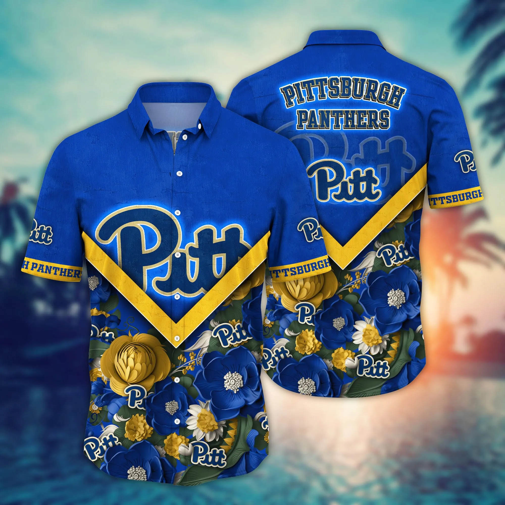 Pittsburgh Panthers NCAA Hawaiian Shirt Custom Lush Greenery Aloha Shirt Pittsburgh Panthers NCAA Hawaiian Shirt Custom Lush Greenery Aloha Shirt