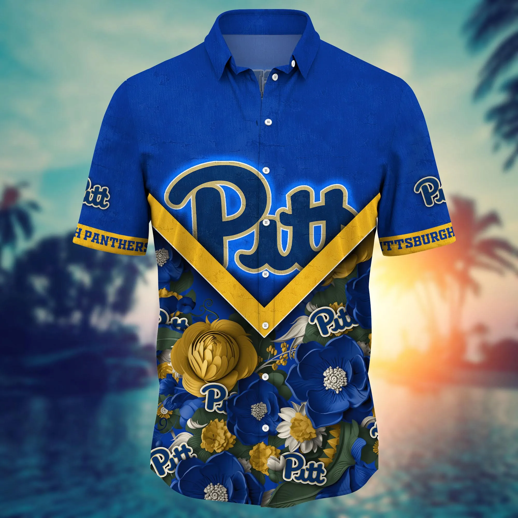 Pittsburgh Panthers NCAA Hawaiian Shirt Custom Lush Greenery Aloha Shirt