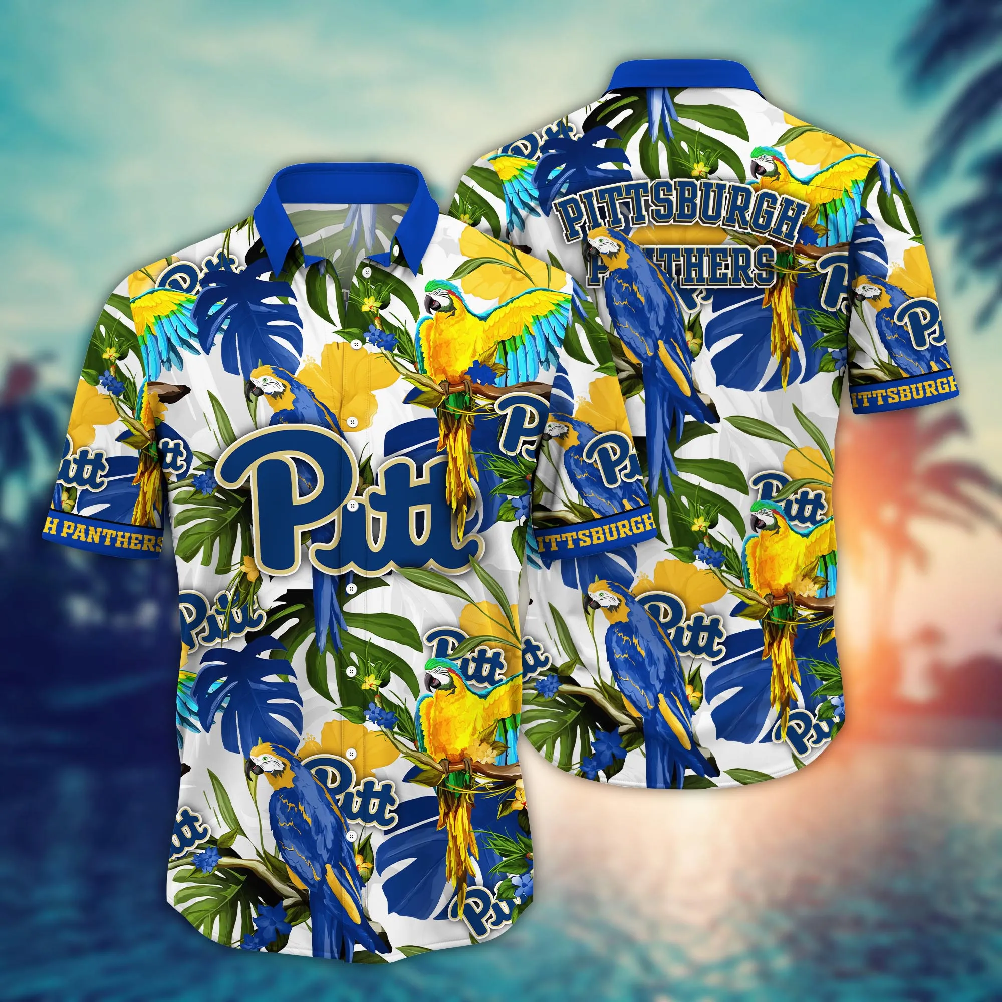 Pittsburgh Panthers NCAA Hawaiian Shirt Warm Nightstime Aloha Shirt Pittsburgh Panthers NCAA Hawaiian Shirt Warm Nightstime Aloha Shirt