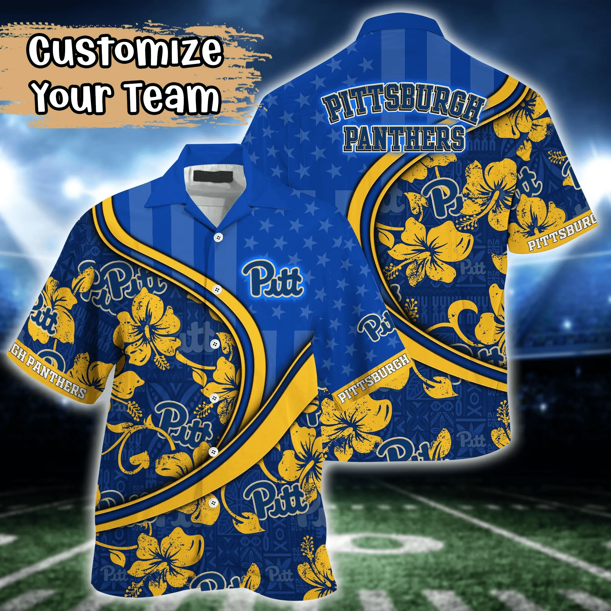 Pittsburgh Panthers NCAA Us Flag Hawaiian Shirt Custom Summer Aloha Shirt Pittsburgh Panthers NCAA Us Flag Hawaiian Shirt Custom Summer Aloha Shirt