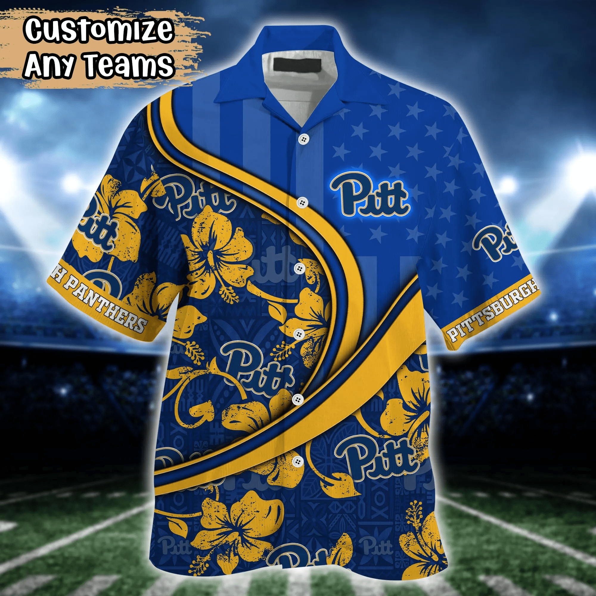 Pittsburgh Panthers NCAA Us Flag Hawaiian Shirt Custom Summer Aloha Shirt