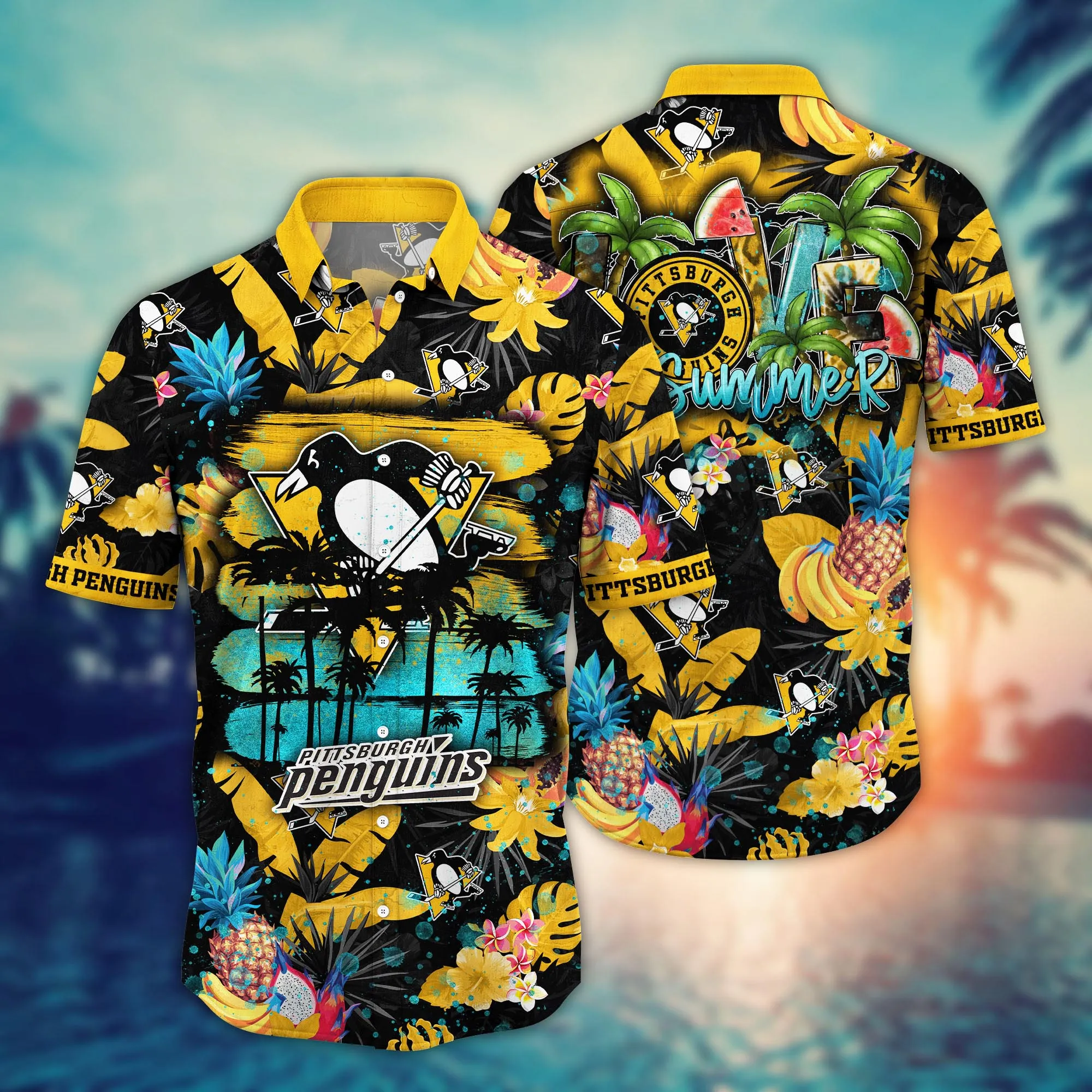 Pittsburgh Penguins NHL Hawaiian Shirt Vacationtime Aloha Shirt Pittsburgh Penguins NHL Hawaiian Shirt Vacationtime Aloha Shirt
