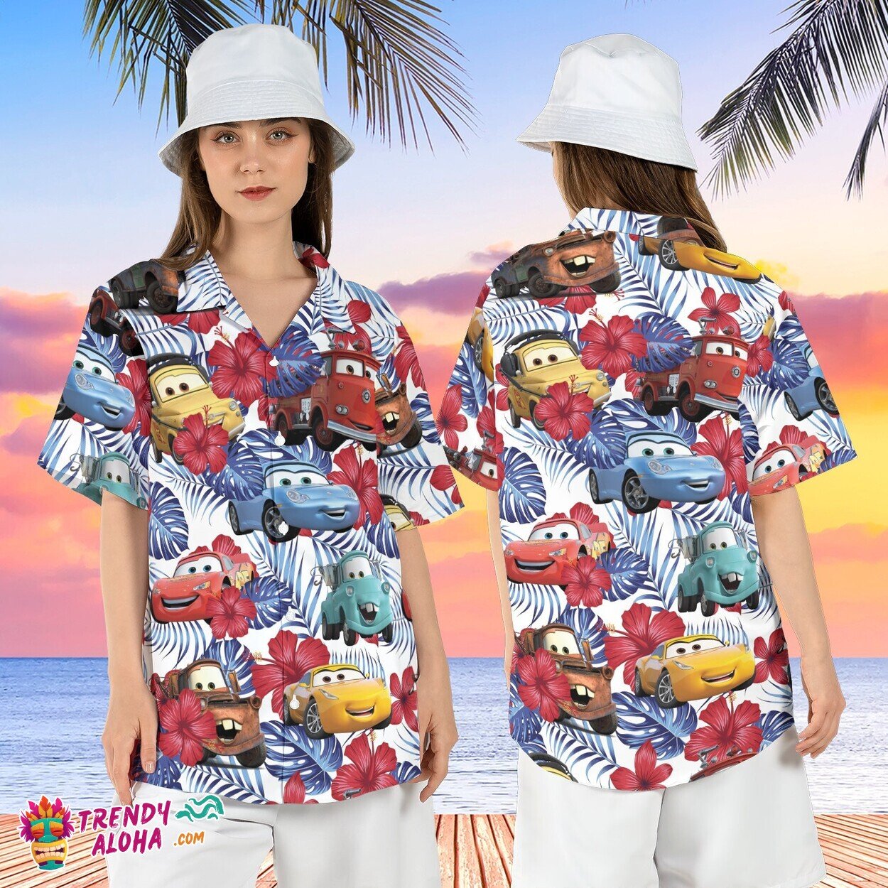 Pixar Cars 4th of July Hibiscus Independence Day Disney Shirt