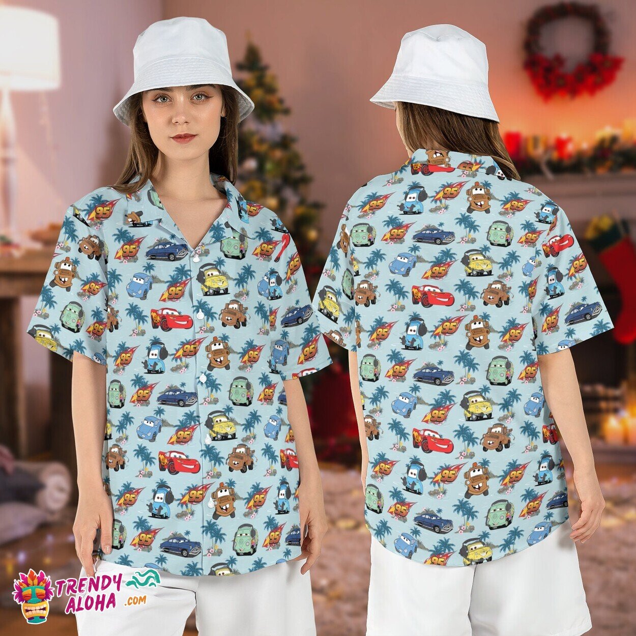 Pixar Cars Palm Tree Beach Vacation Land Summer Hawaiian Shirt