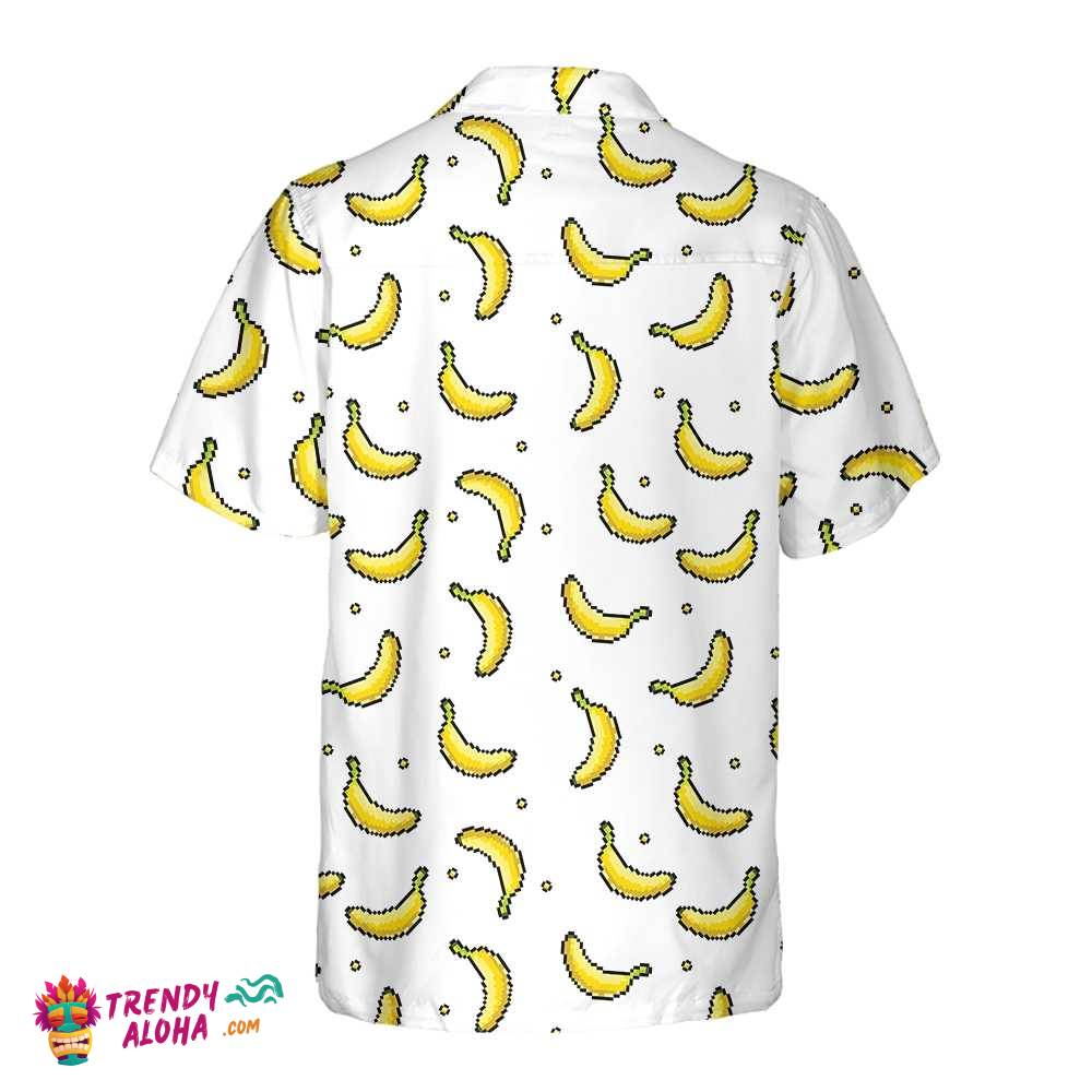 Pixel Banana Pattern Hawaiian Shirt, Funny Banana Shirt For Adults, Banana Pattern Shirt