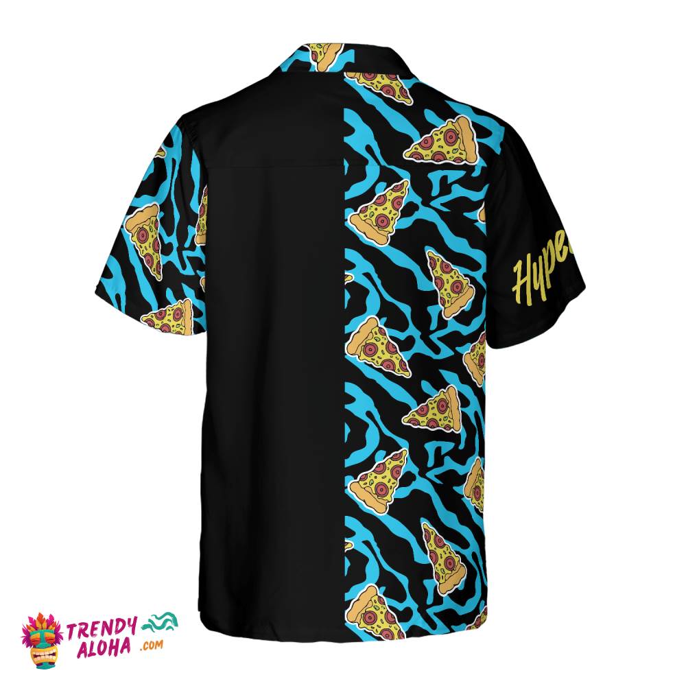 Pizza On Blue Zebra Print Hawaiian Shirt
