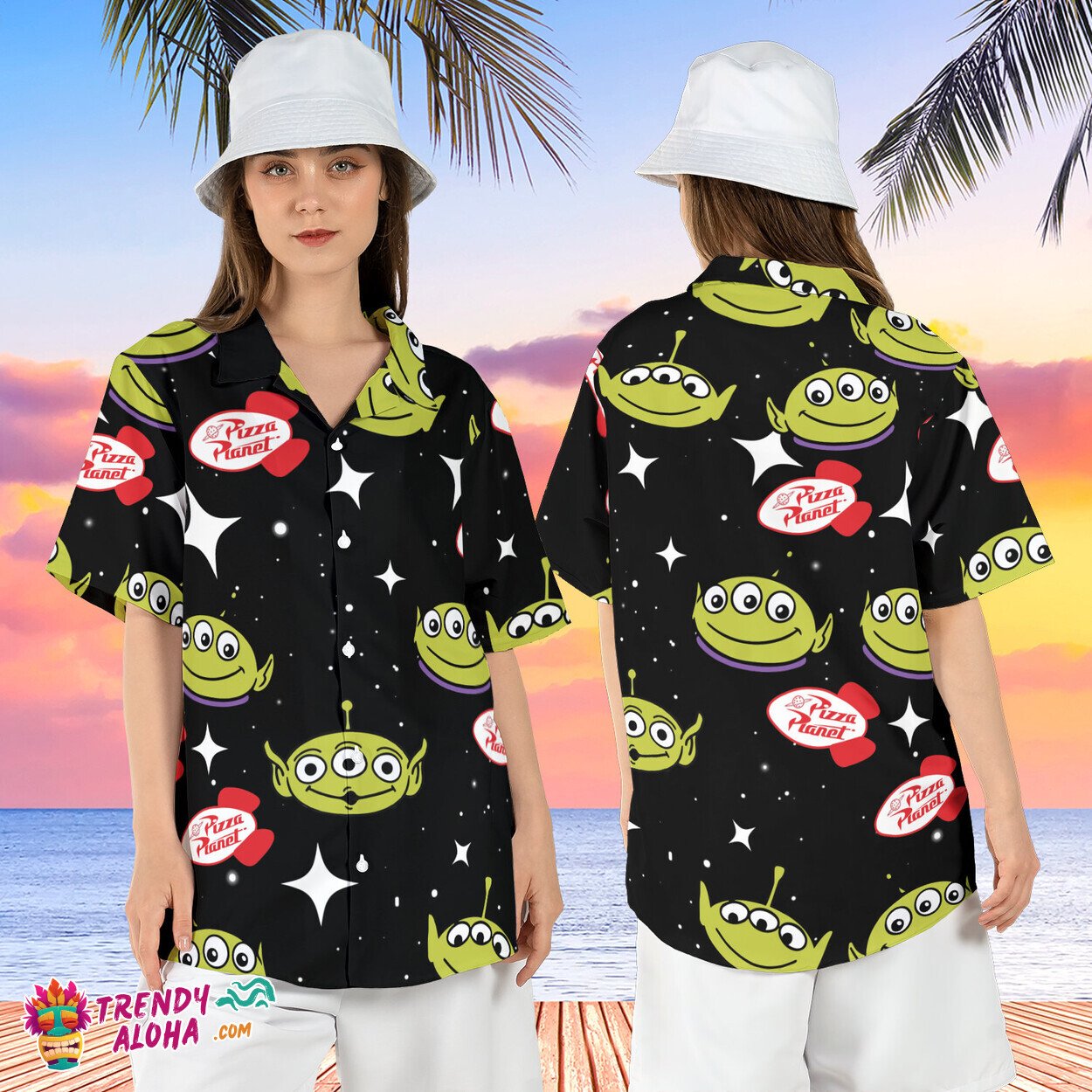 Pizza Planet Aliens Toy Story Pizza Lover Summer Aloha Shirt Top