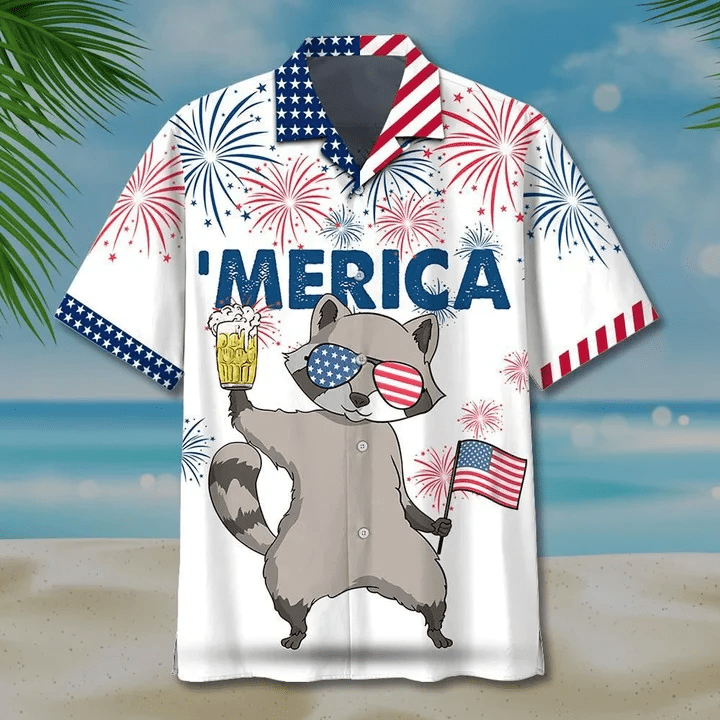 Playful Palette: Swag Raccoon Watercolor Design Trendy Hawaiian Shirt