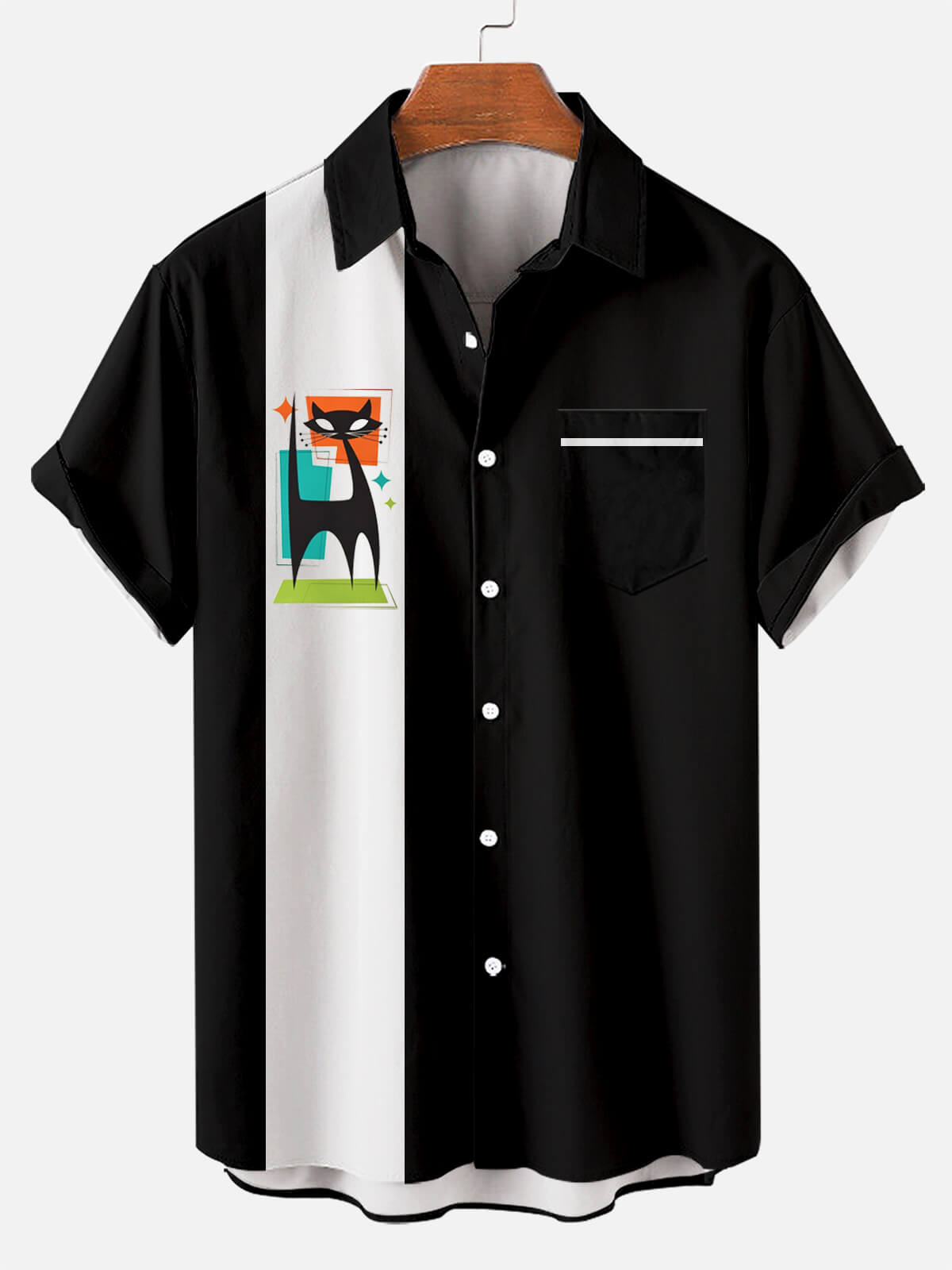Playful Whiskers: Men’s Hawaiian Kitten Stripe Short Sleeve Shirt Playful Whiskers: Men’s Hawaiian Kitten Stripe Short Sleeve Shirt