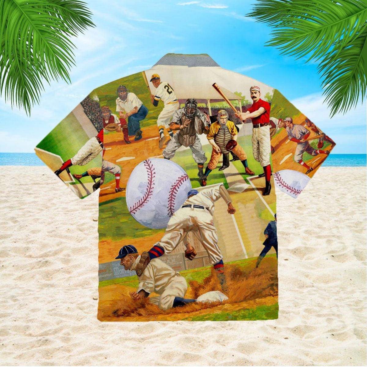 Playing Baseball Trendy Hawaiian Shirt