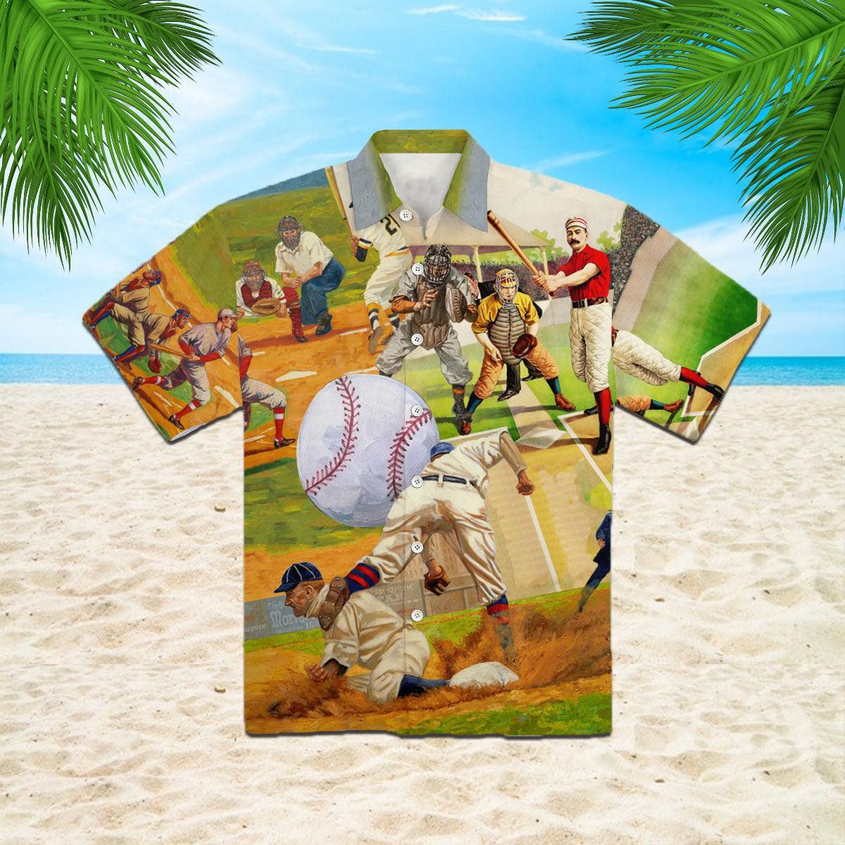Playing Baseball Trendy Hawaiian Shirt