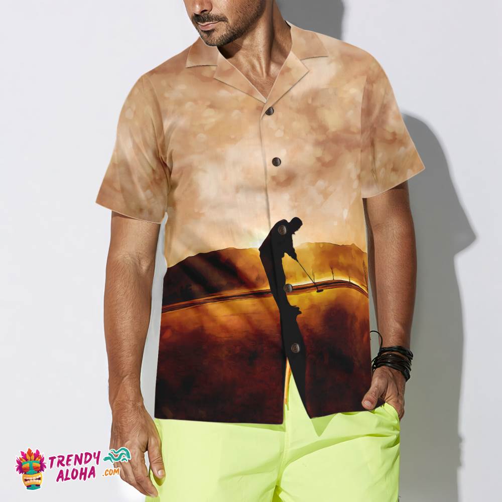 Playing Golf At Sunset Hawaiian Shirt