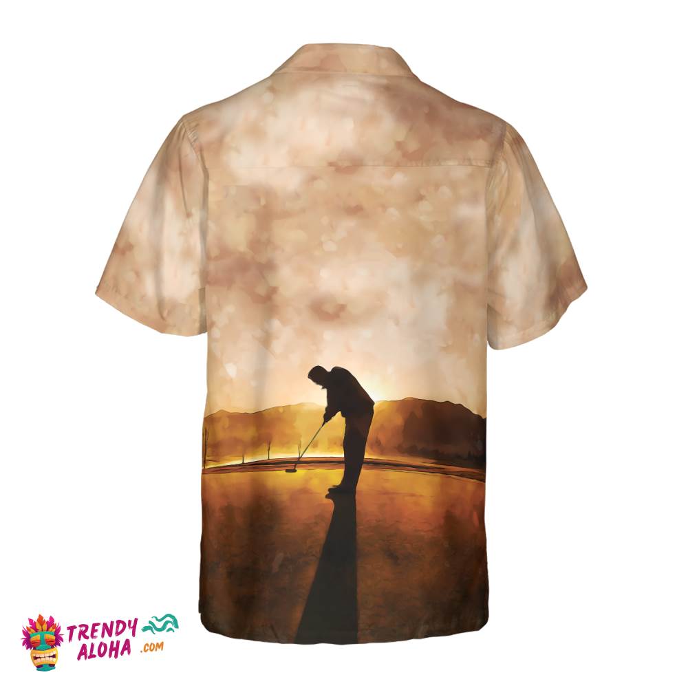 Playing Golf At Sunset Hawaiian Shirt