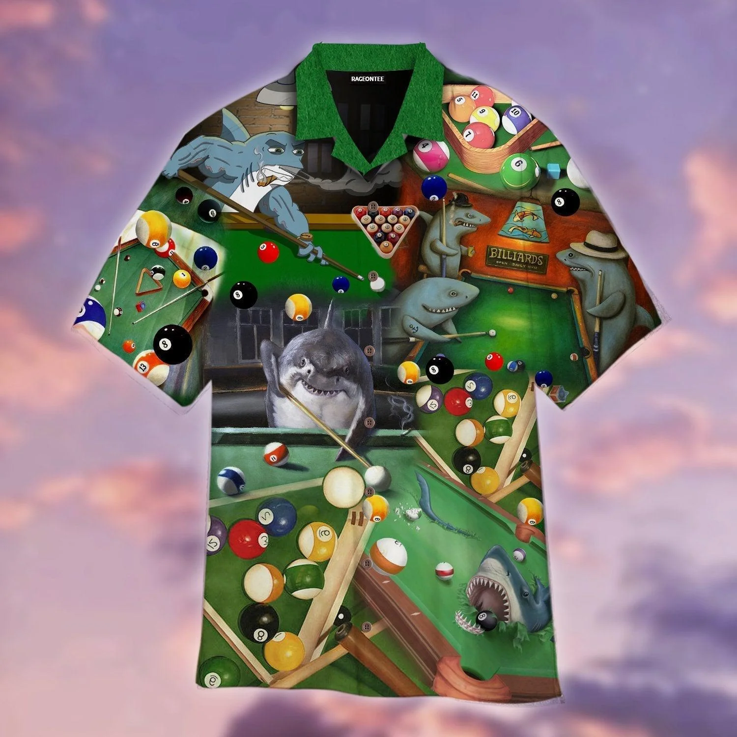 Playing Pool Billiard Like A Shark Trendy Hawaiian Shirt For