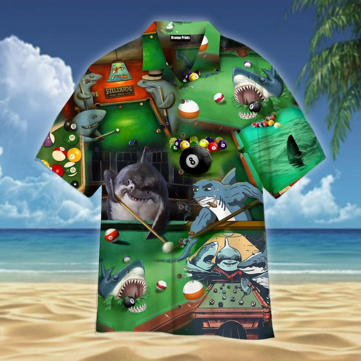 Playing Pool Billiard Like A Shark Trendy Hawaiian Shirt For