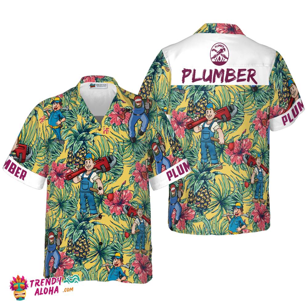 Plumber Pineapple Seamless Pattern Hawaiian Shirt Plumber Pineapple Seamless Pattern Hawaiian Shirt