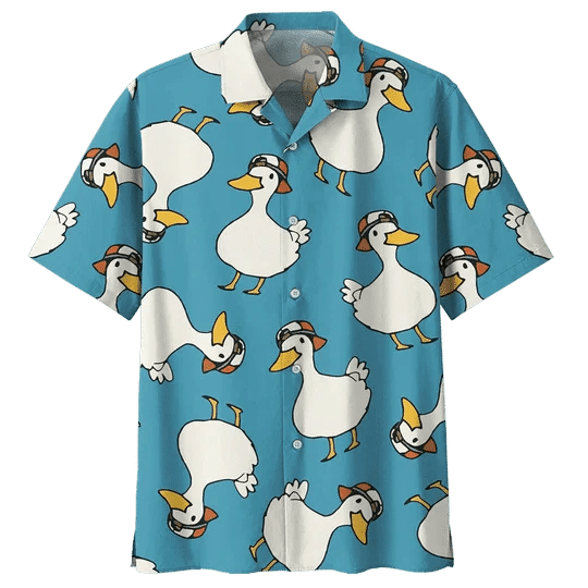 Plump Duck Background Design Hawaiian Shirt For Men And Women