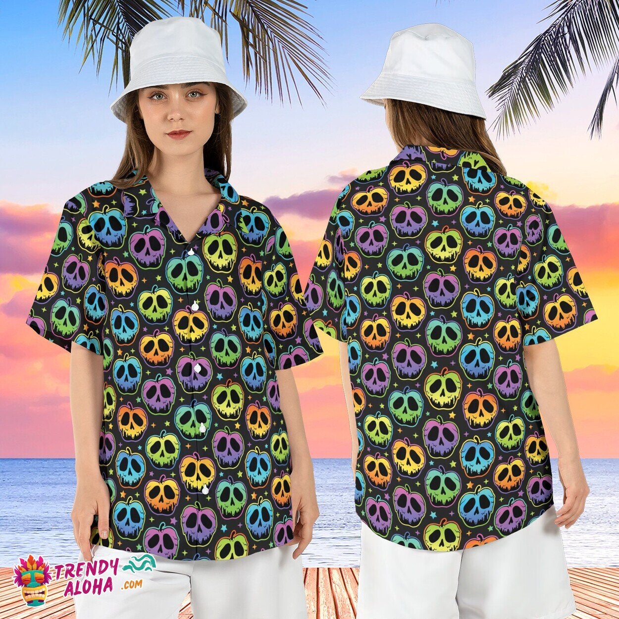 Poison Apple Evil Queen Snow White Villain Halloween Aloha Shirt