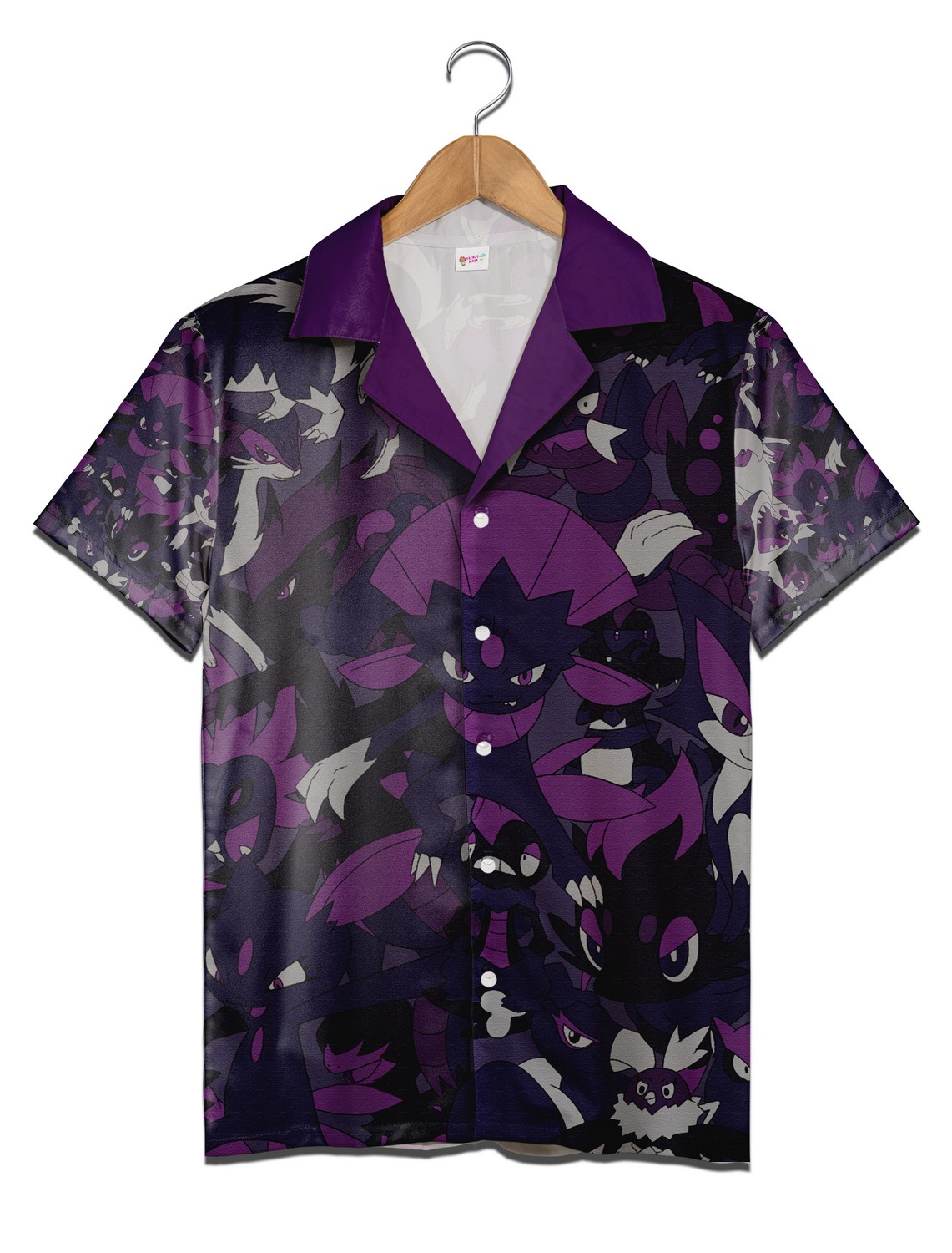 Pokémon Dark Type Hawaiian Shirt Black Purple Gengar Pokemon Aloha Shirt