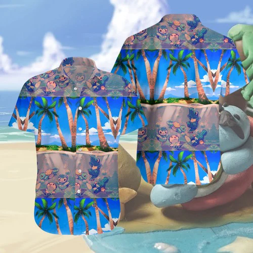 Poke Blue Trendy Hawaiian Shirt