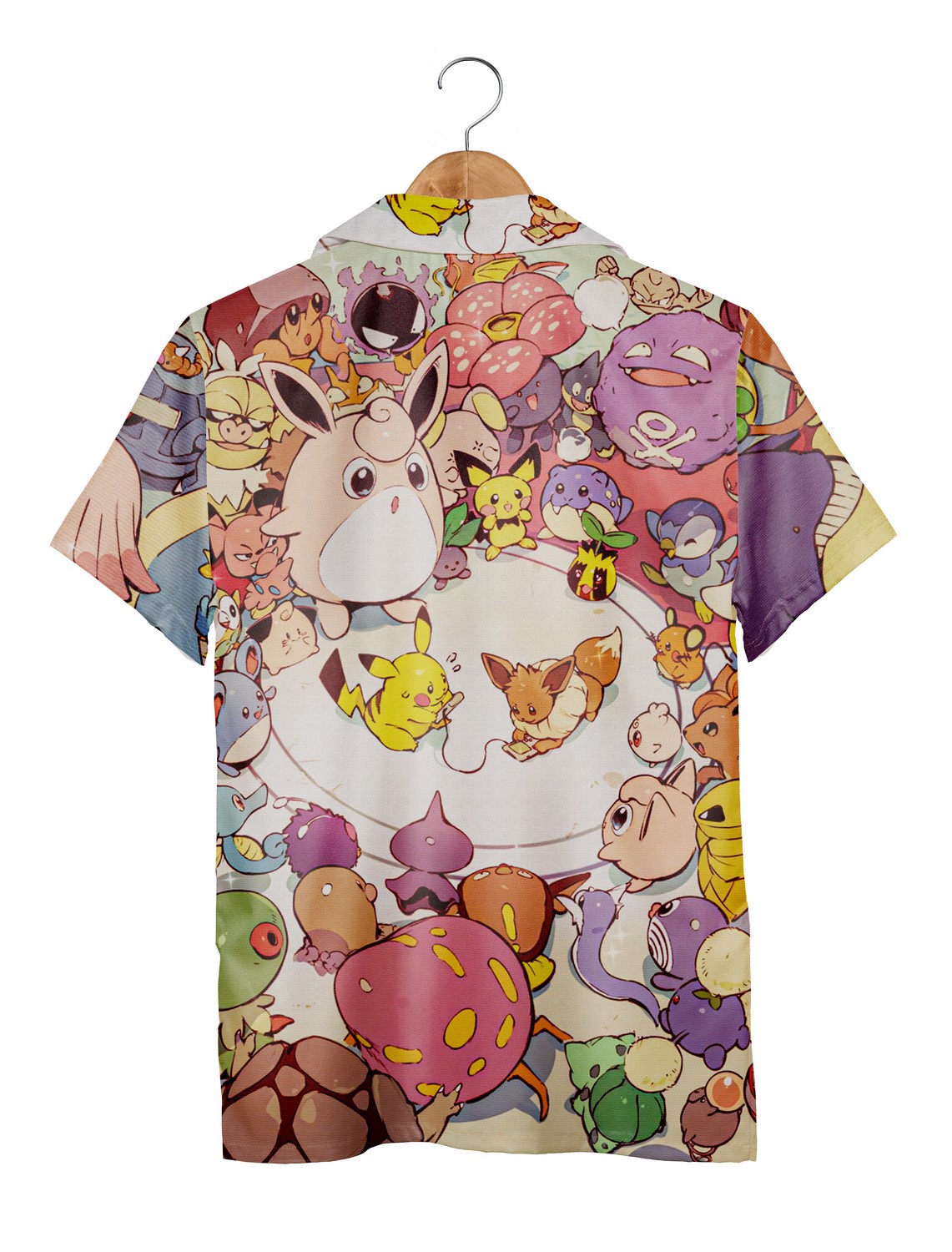 Pokemon Button Up Aloha Shirt, Cute Poke Magical Creatures Pokemon Hawaiian Shirt