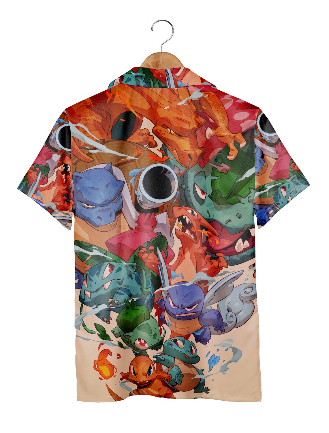 Pokemon Characters Aloha Shirt Cute Tropical Short Sleeve Button Up Shirt for Men Women Kids