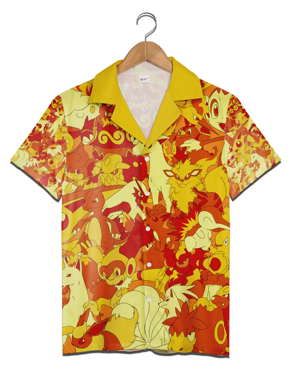 Pokemon Fire Type Hawaiian Shirt Flaming Element Graphic Beach Shirt Casual Wear