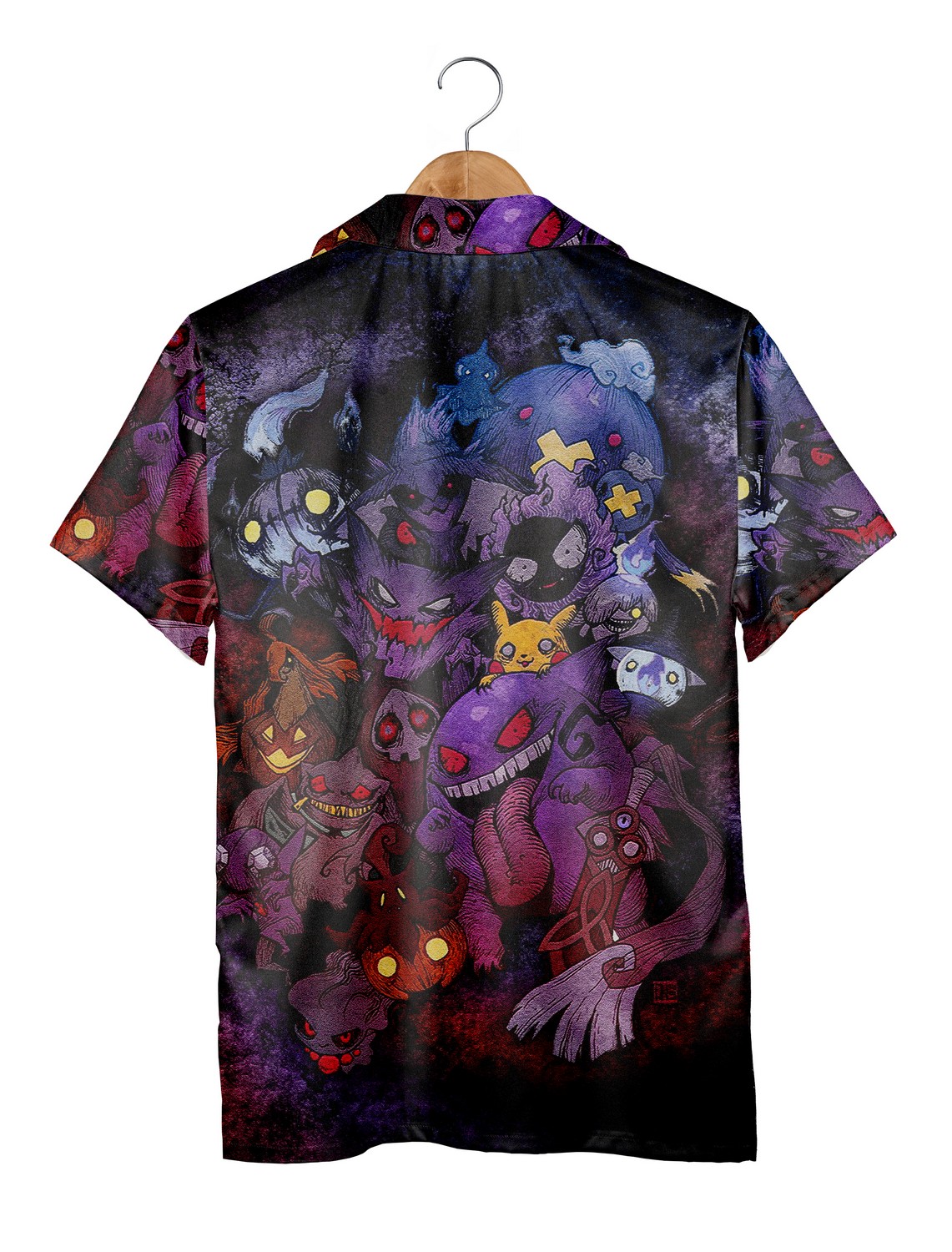 Pokemon Gengar Ghost Hawaiian Shirt, 3D Print Aloha Beach Shirt