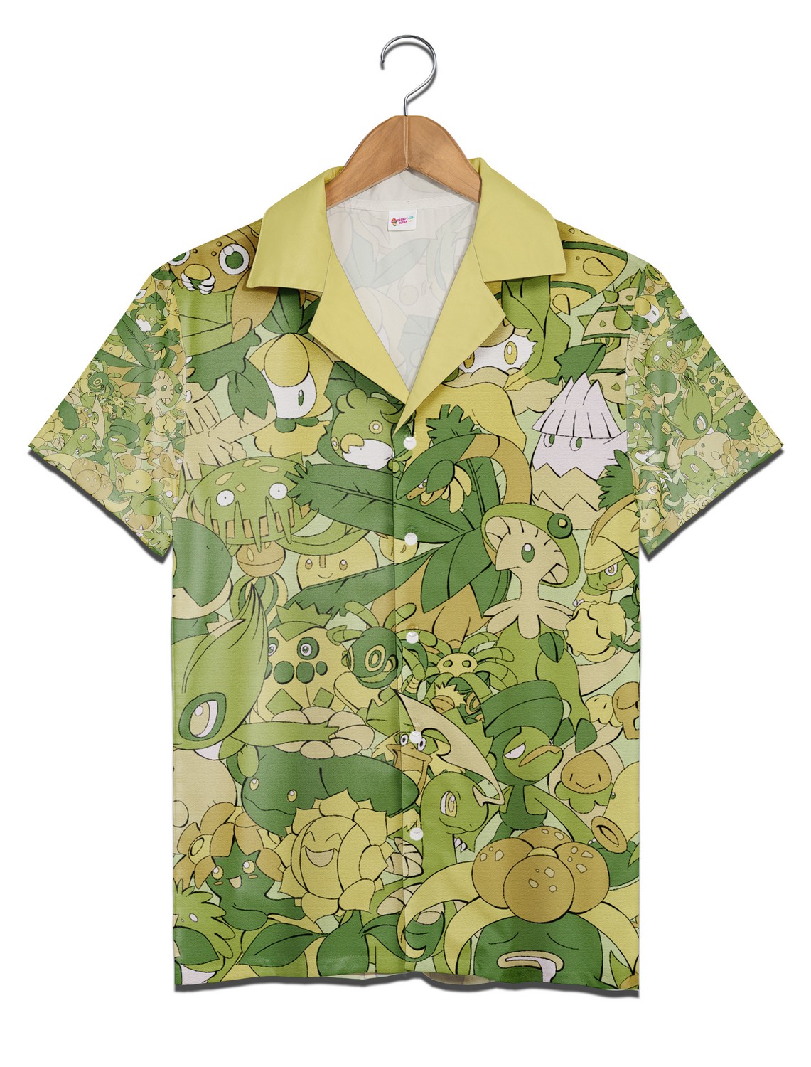 Pokemon Glass Type Hawaiian Shirt, Green Pikachu Pokemon Aloha Shirt