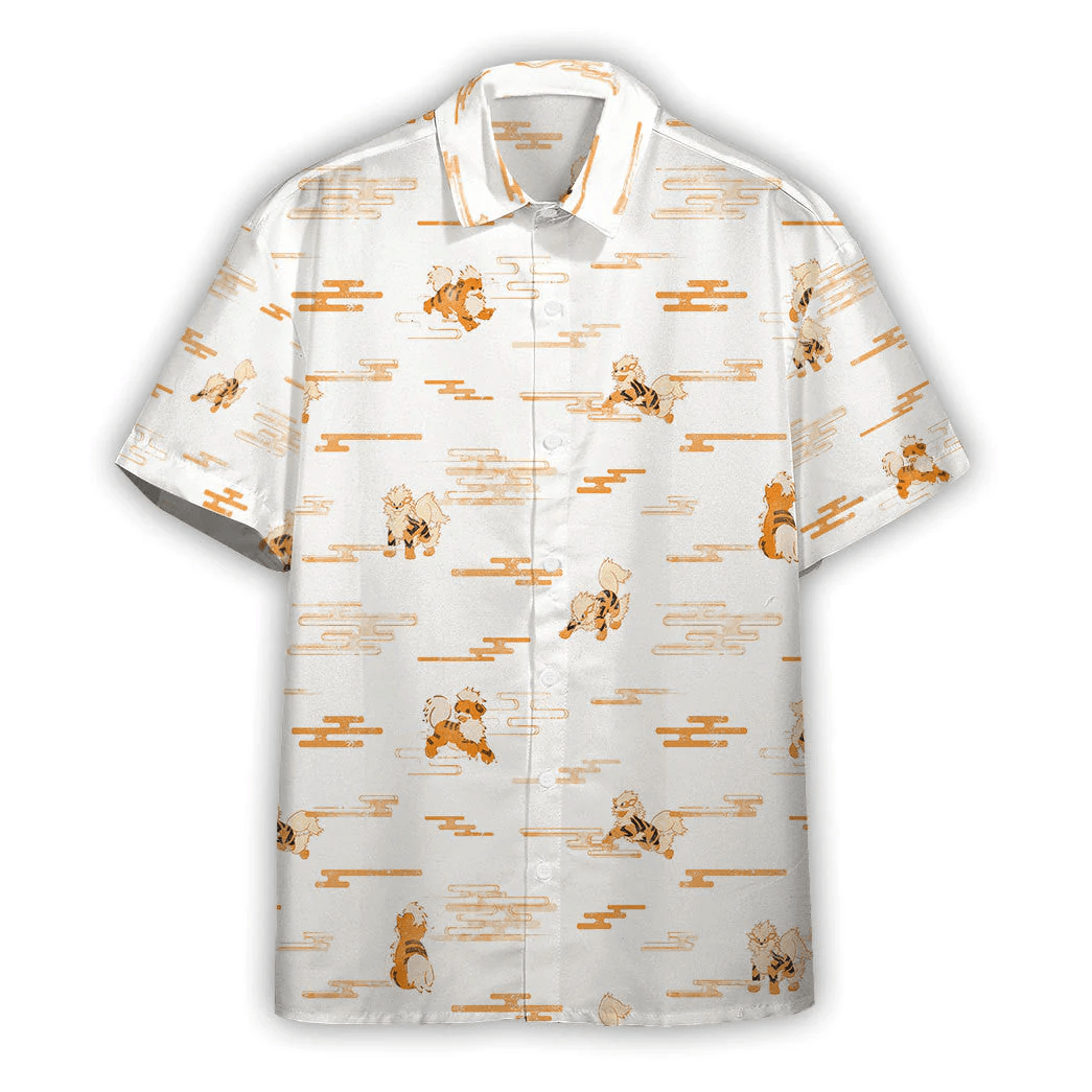 Pokemon Hawaiian Shirt Arcanine Evolution White Hawaii Shirt Pokemon Aloha Shirt