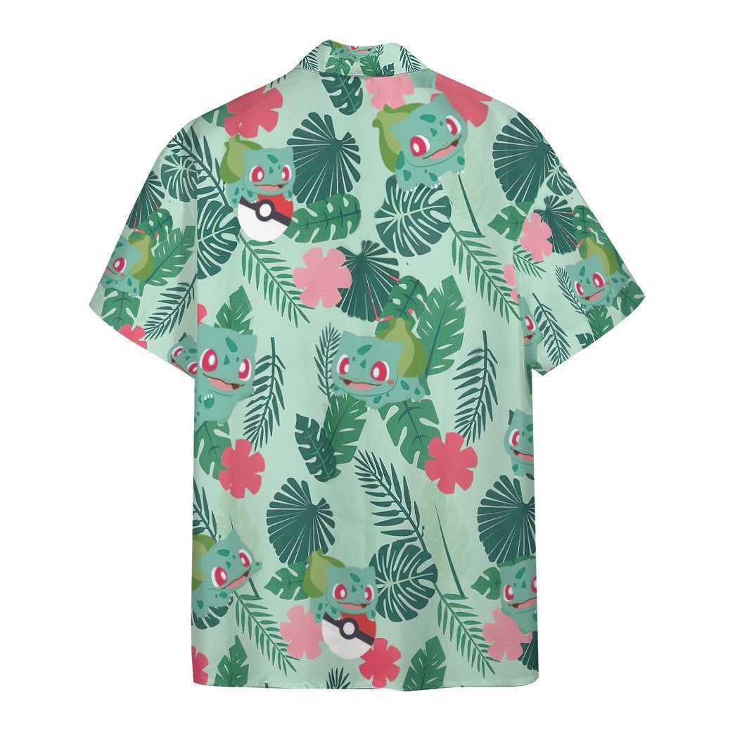 Pokemon Hawaiian Shirt Bulbasaur Tropical Green Hawaii Shirt Pokemon Aloha Shirt
