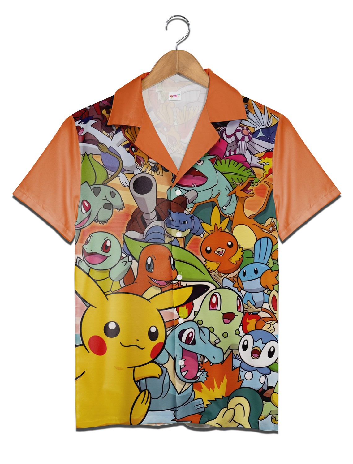 Pokemon Hawaiian Shirt Orange Pokemon Characters Pattern Aloha Shirt