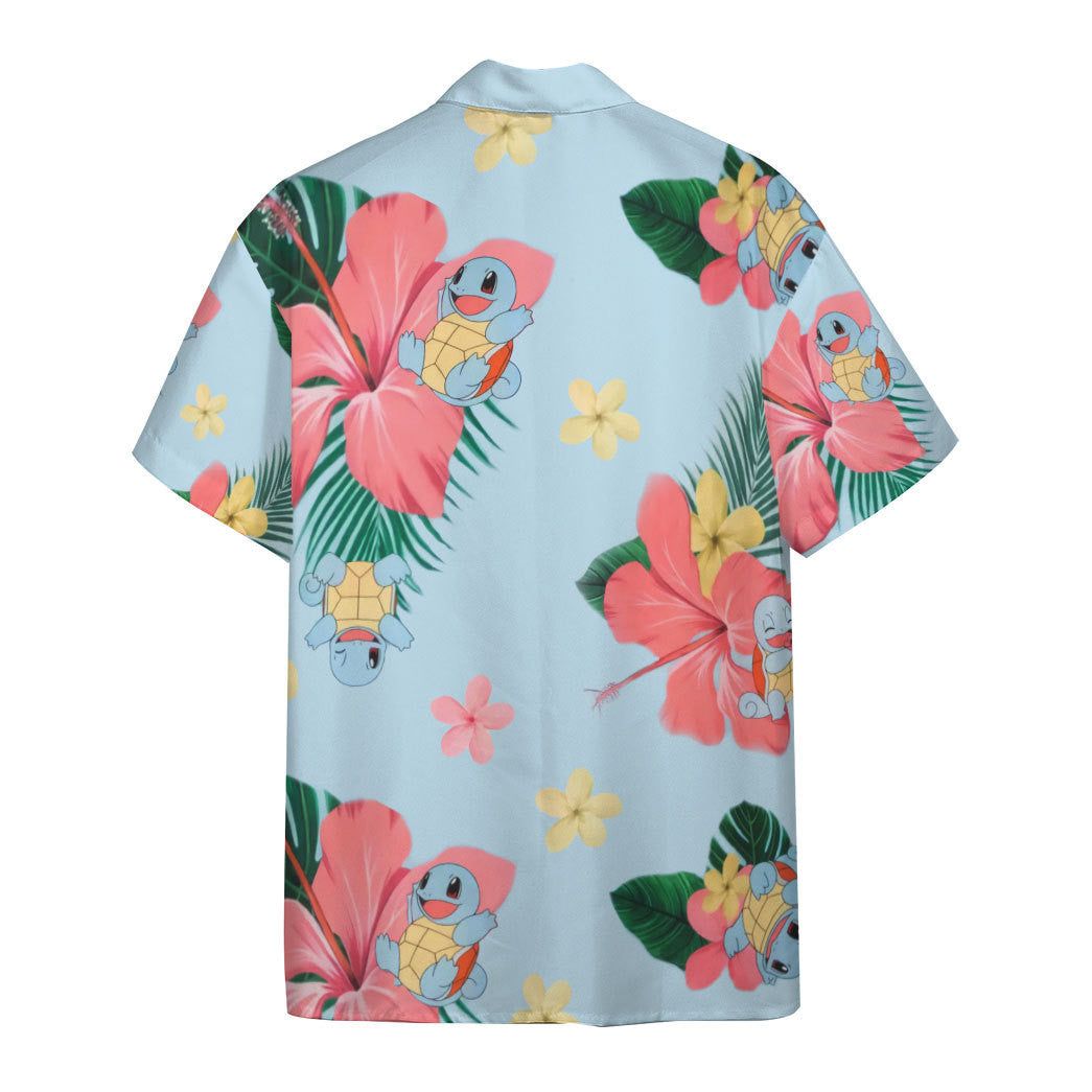 Pokemon Hawaiian Shirt Squirtle Tropical Flowers Hawaii Shirt Pokemon Aloha Shirt