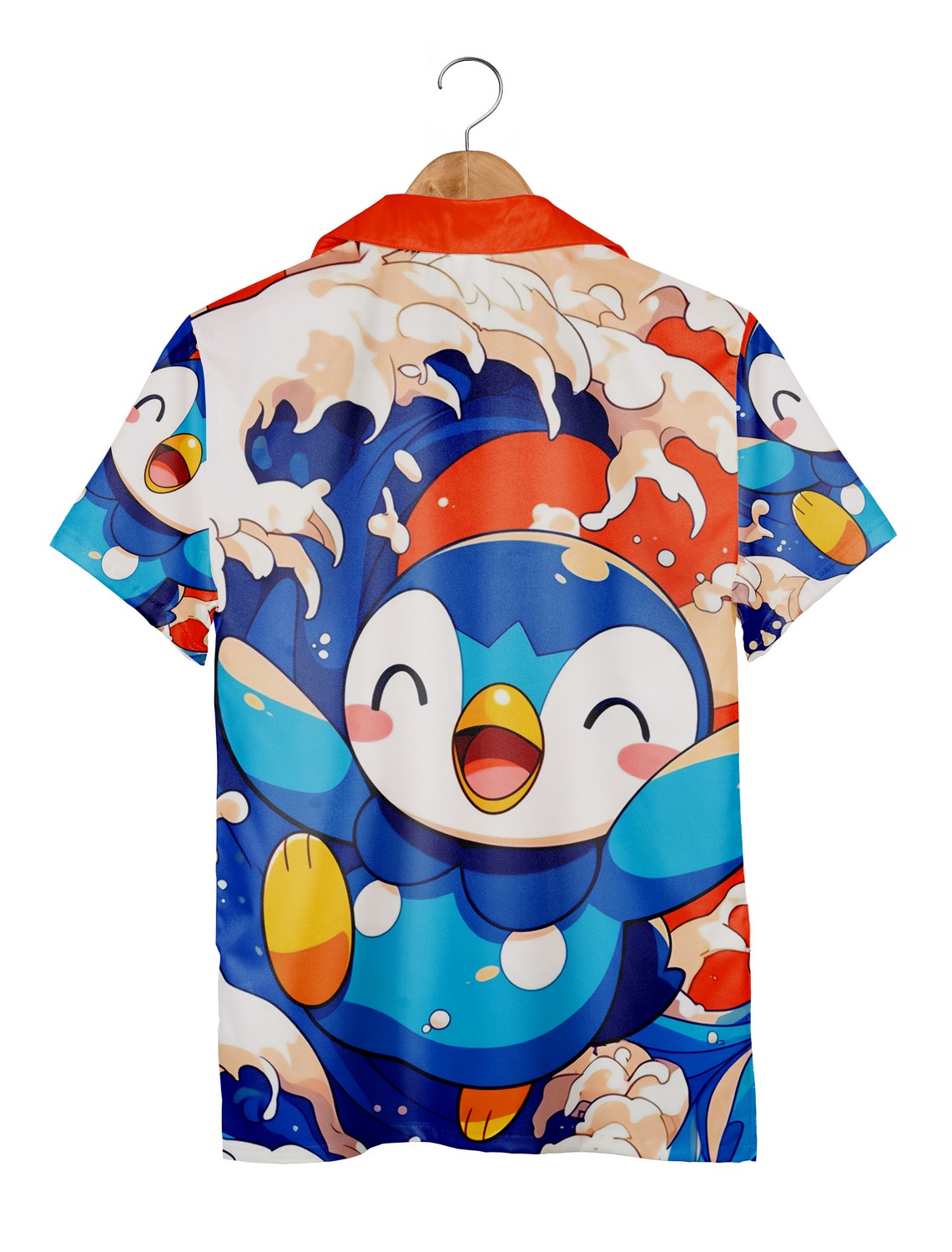 Pokemon Piplup Hawaiian Shirt, Cute Penguin Piplup Button Up Aloha Beach Shirt