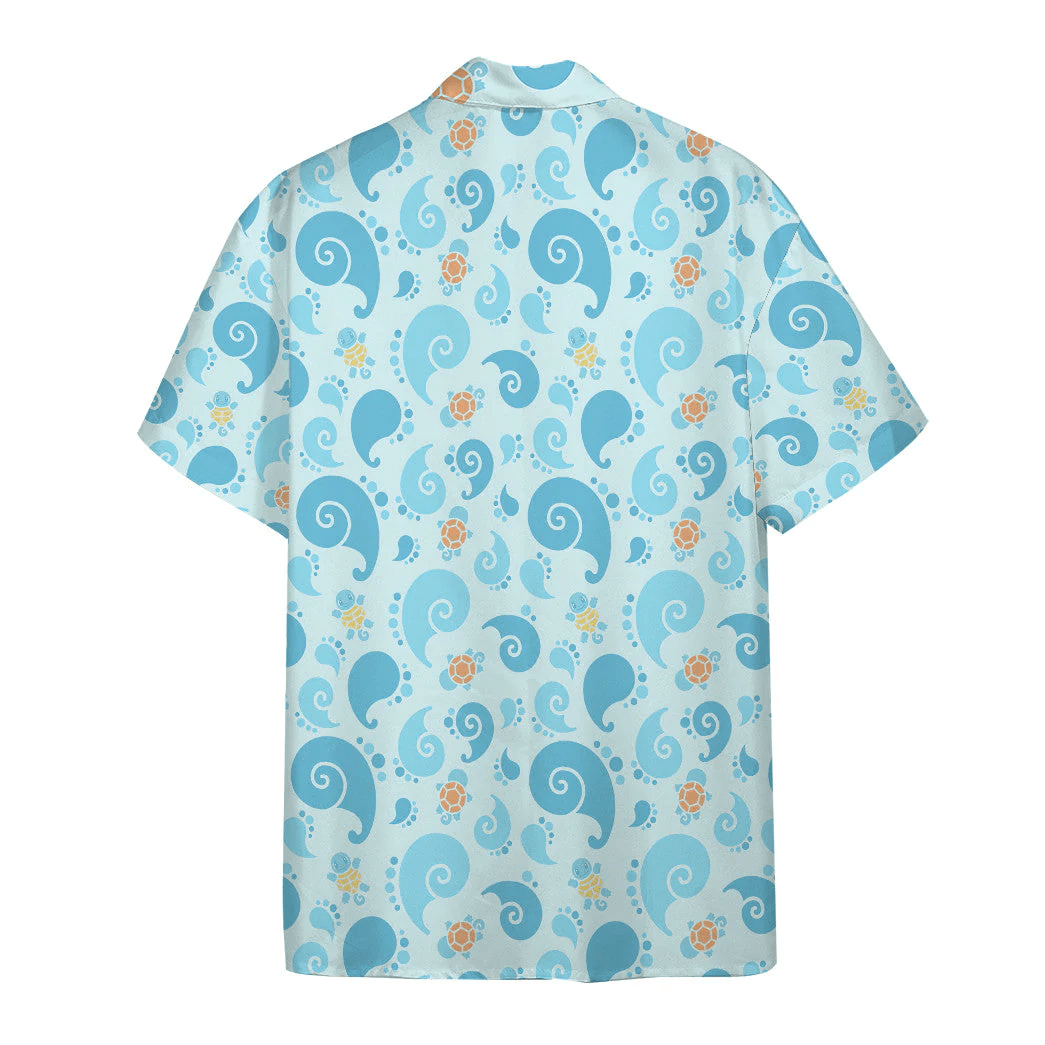 Pokemon Trendy Hawaiian Shirt Squirtle Pattern Cute Blue Hawaii Shirt Pokemon Aloha Shirt 2022