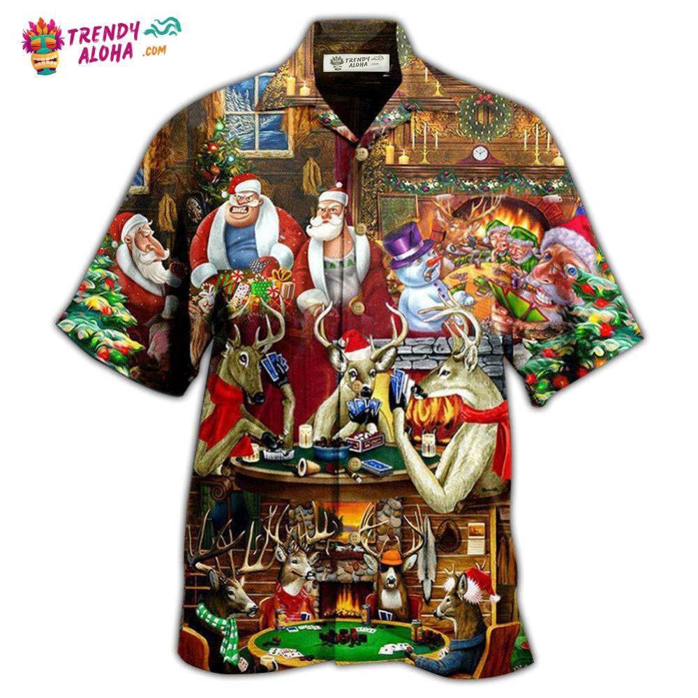 Poker Gambling Santa And Friends Play Poker Style Hawaiian Shirt – Trendy Aloha