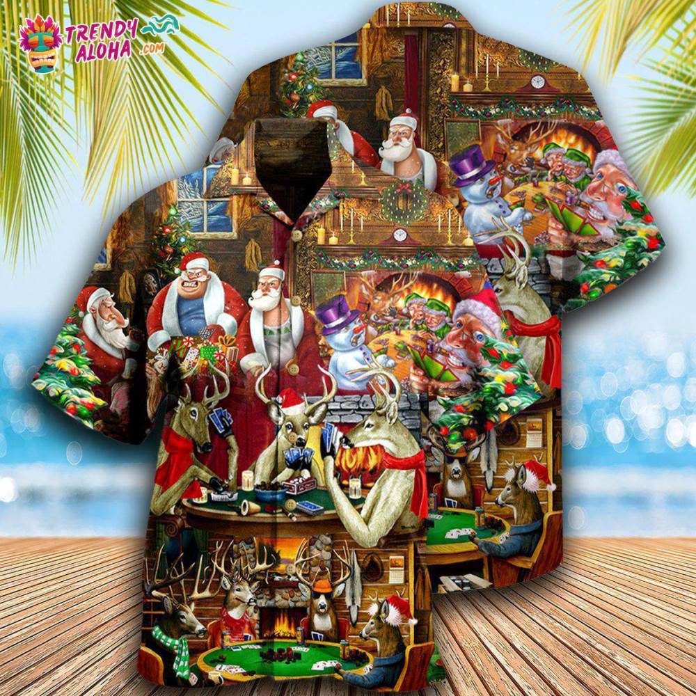 Poker Gambling Santa And Friends Play Poker Style Hawaiian Shirt – Trendy Aloha