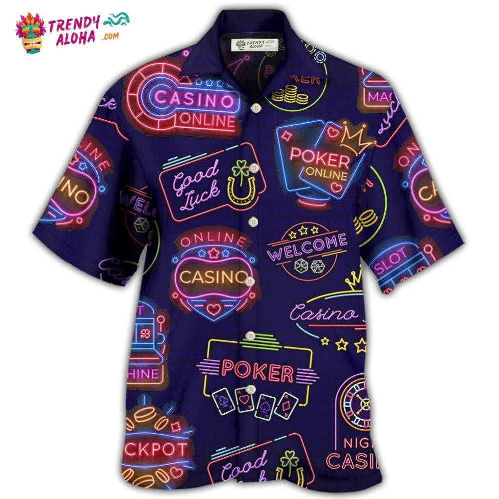 Poker Neon Casino Art Hawaiian Shirt – Trendy Aloha Poker Neon Casino Art Hawaiian Shirt – Trendy Aloha