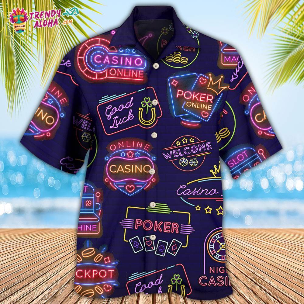 Poker Neon Casino Art Hawaiian Shirt – Trendy Aloha
