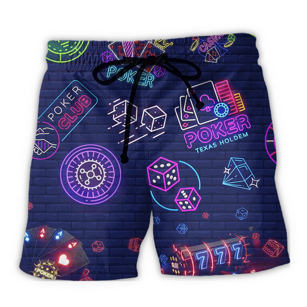 Poker Neon It’s Poker Time Trendy Aloha Hawaiian Beach Shorts Poker Neon It’s Poker Time Trendy Aloha Hawaiian Beach Shorts