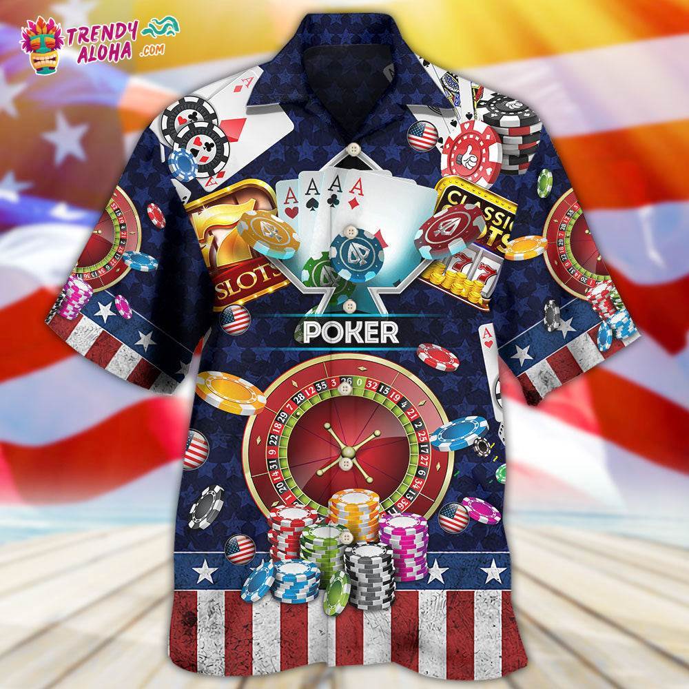 Poker Us Flag Independence Day Hawaiian Shirt – Trendy Aloha